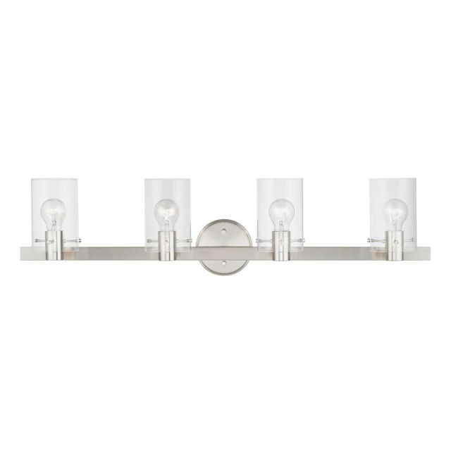 Livex 17234-91 Munich 4 Light 36 inch Vanity Sconce in Brushed Nickel with Clear Glass
