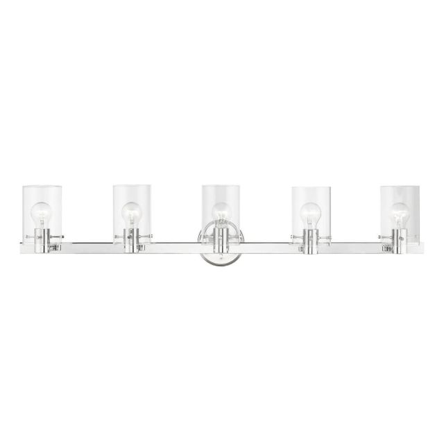 Livex 17235-05 Munich 5 Light 42 inch Vanity Sconce in Polished Chrome with Clear Glass