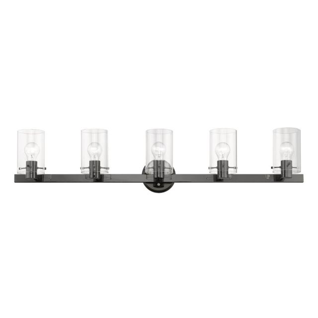 Livex 17235-46 Munich 5 Light 42 inch Vanity Sconce in Black Chrome with Clear Glass