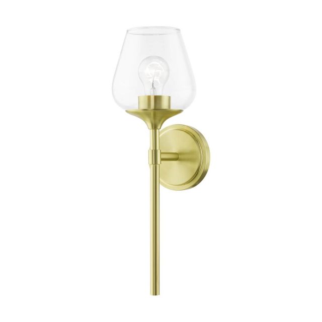 Livex 17471-12 Willow 1 Light 18 inch Tall Wall Sconce in Satin Brass with Clear Glass