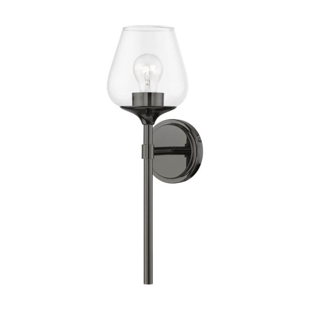 Livex 17471-46 Willow 1 Light 18 inch Tall Wall Sconce in Black Chrome with Clear Glass