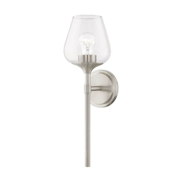 Livex 17471-91 Willow 1 Light 18 inch Tall Wall Sconce in Brushed Nickel with Clear Glass
