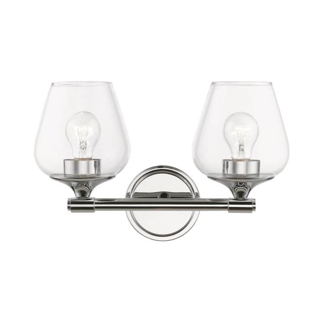 Livex 17472-05 Willow 2 Light 15 inch Vanity Sconce in Polished Chrome with Clear Glass