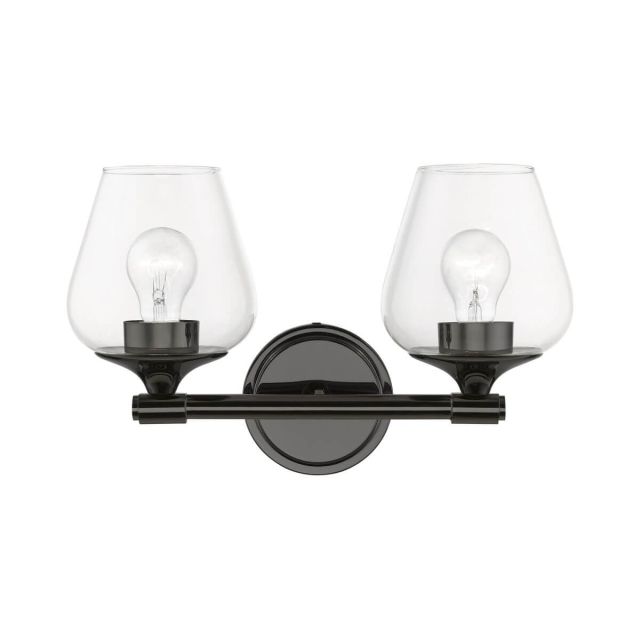 Livex 17472-46 Willow 2 Light 15 inch Vanity Sconce in Black Chrome with Clear Glass
