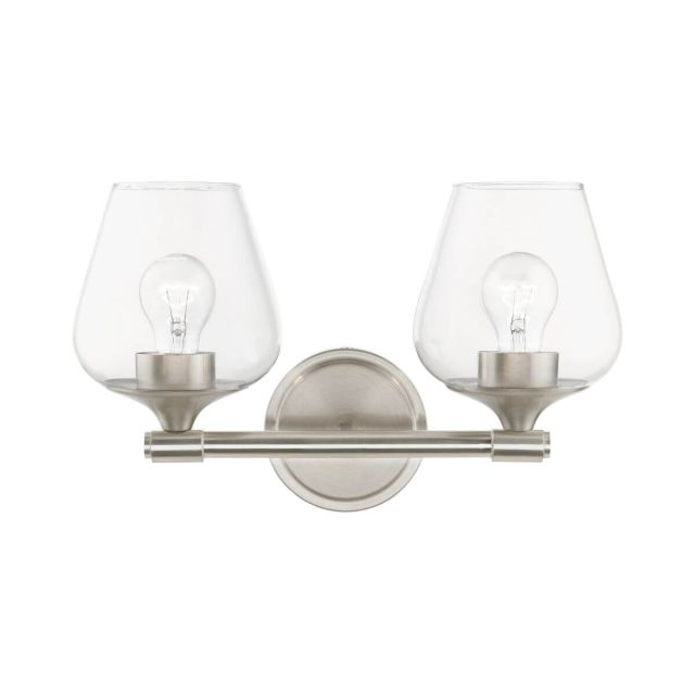 Livex 17472-91 Willow 2 Light 15 inch Vanity Sconce in Brushed Nickel with Clear Glass