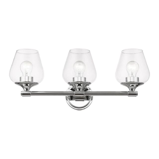 Livex 17473-05 Willow 3 Light 23 inch Vanity Sconce in Polished Chrome with Clear Glass