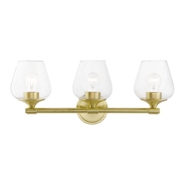 Livex 17473-12 Willow 3 Light 23 inch Vanity Sconce in Satin Brass with Clear Glass
