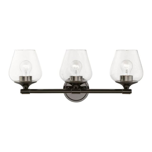 Livex 17473-46 Willow 3 Light 23 inch Vanity Sconce in Black Chrome with Clear Glass