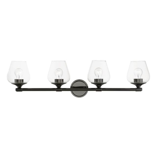 Livex 17474-46 Willow 4 Light 36 inch Vanity Sconce in Black Chrome with Clear Glass