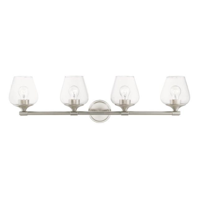 Livex 17474-91 Willow 4 Light 36 inch Vanity Sconce in Brushed Nickel with Clear Glass