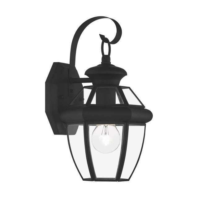 Livex 2051-04 Monterey 1 Light 13 Inch Tall Outdoor Wall Lantern With Clear Flat Glass In Black
