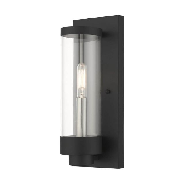 Livex 20721-14 Hillcrest 1 Light 12 inch Tall Outdoor Wall Lantern in Textured Black with Clear Glass