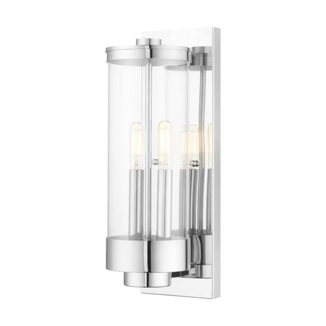 Livex 20722-05 Hillcrest 2 Light 16 Inch Tall Polished Chrome Outdoor Wall Lantern