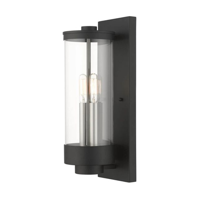 Livex 20722-14 Hillcrest 2 Light 16 inch Tall Outdoor Wall Lantern in Textured Black with Clear Glass