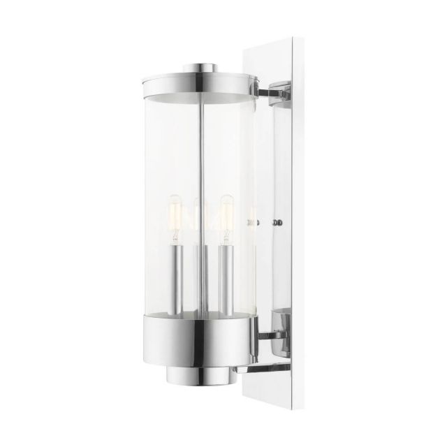 Livex 20724-05 Hillcrest 3 Light 21 Inch Tall Polished Chrome Outdoor Wall Lantern