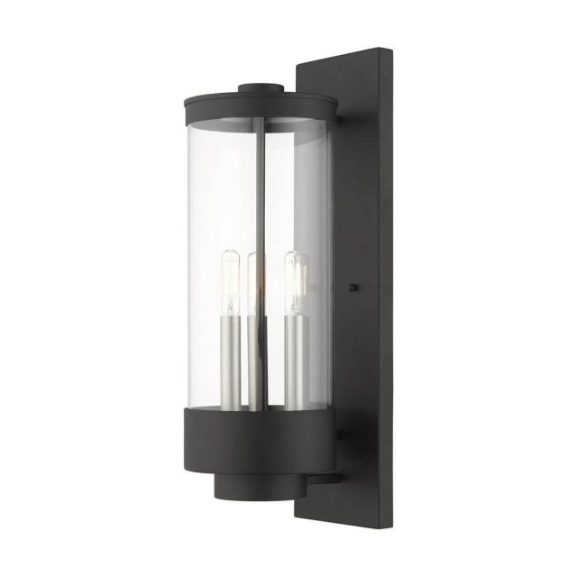 Livex 20724-14 Hillcrest 3 Light 21 inch Tall Outdoor Wall Lantern in Textured Black with Clear Glass