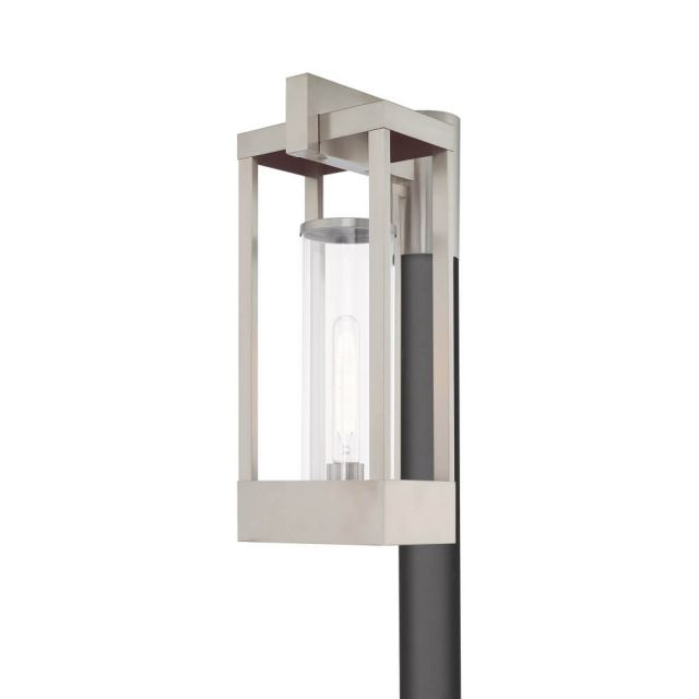 Livex 20996-91 Delancey 1 Light 19 Inch Tall Brushed Nickel Outdoor Post Top Lantern