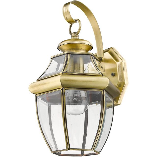 Livex 2151-01 Monterey 1 Light 13 Inch Tall Outdoor Wall Lantern With Clear Beveled Glass In Antique Brass