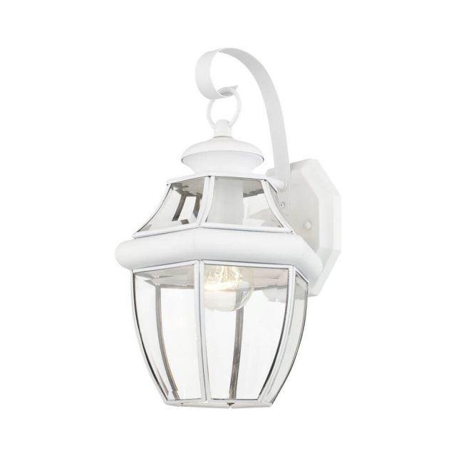 Livex 2151-03 Monterey 1 Light 13 Inch Tall Outdoor Wall Lantern With Clear Beveled Glass In White