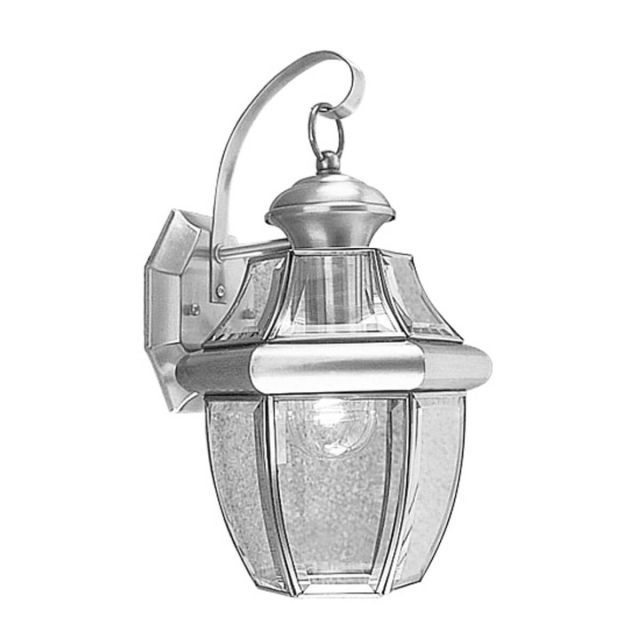 Livex 2151-91 Monterey 1 Light 13 Inch Tall Outdoor Wall Lantern With Clear Beveled Glass In Brushed Nickel