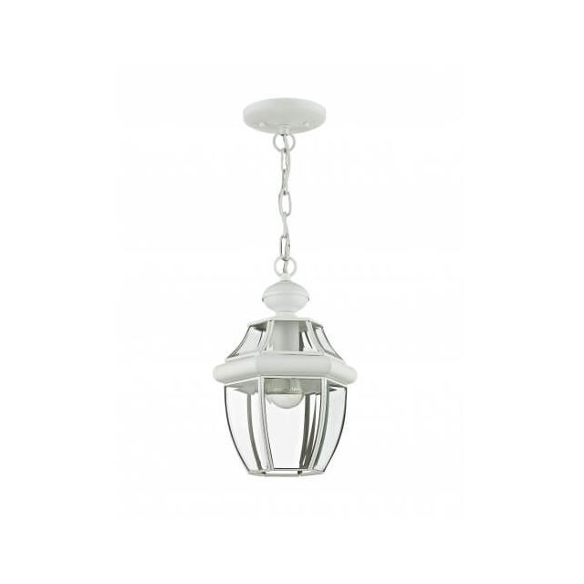 Livex 2152-03 Monterey 1 Light 9 Inch Outdoor Hanging Lantern In White with Clear Beveled Glass