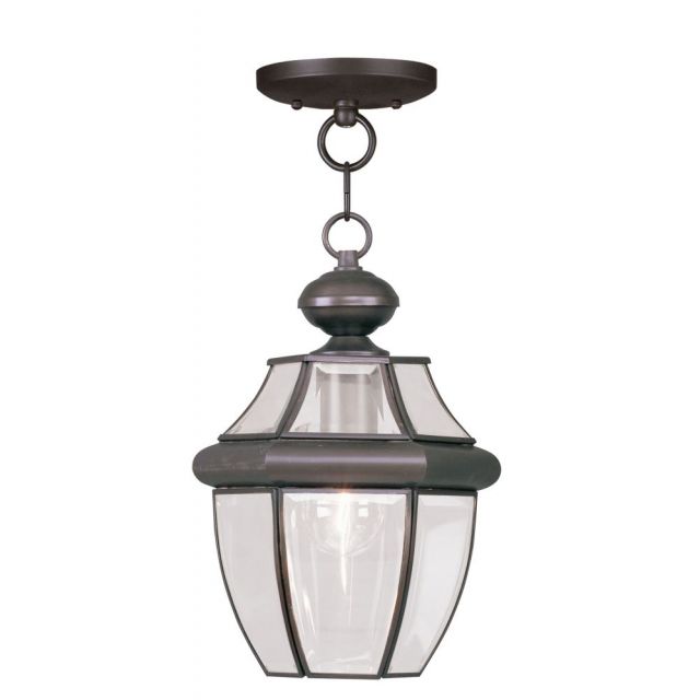 Livex 2152-07 Monterey 1 Light 9 Inch Outdoor Hanging Lantern In Bronze with Clear Beveled Glass