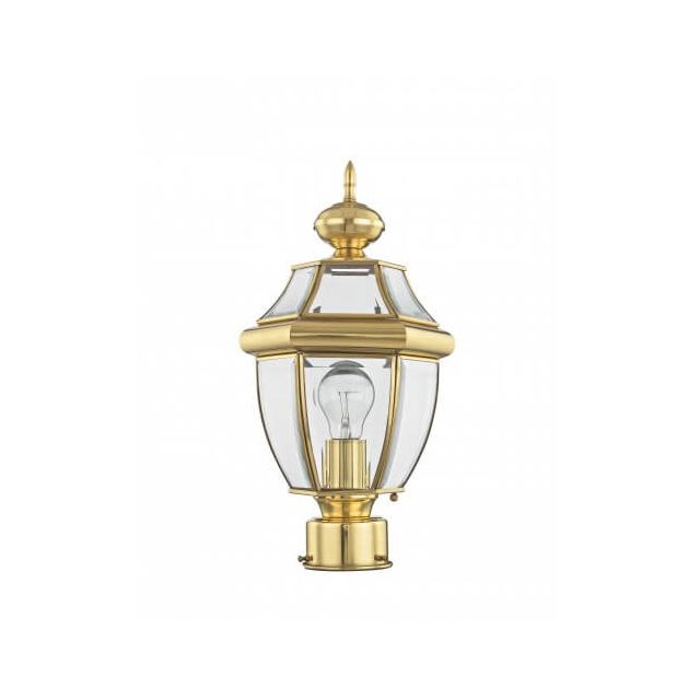 Livex 2153-02 Monterey 1 Light 17 Inch Tall Outdoor Post Lantern In Polished Brass with Clear Beveled Glass