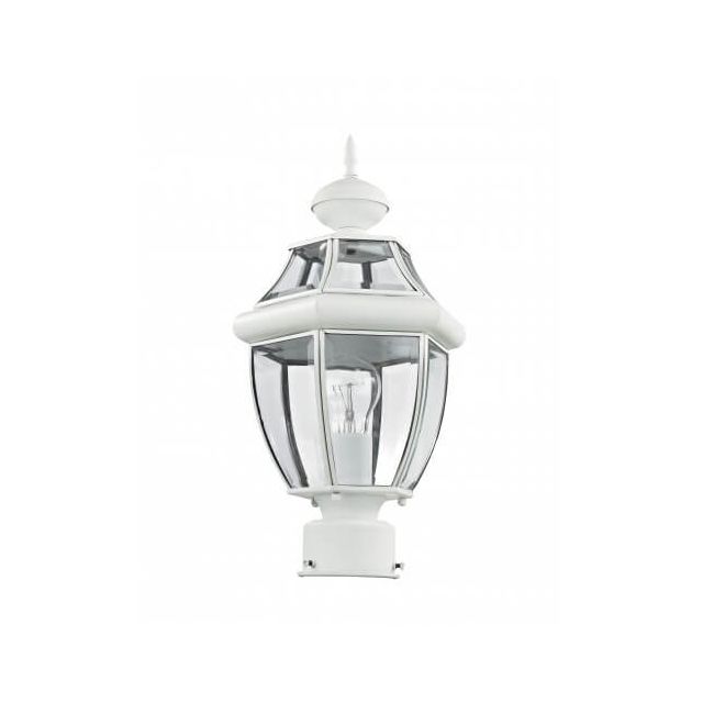 Livex 2153-03 Monterey 1 Light 17 Inch Tall Outdoor Post Lantern In White with Clear Beveled Glass