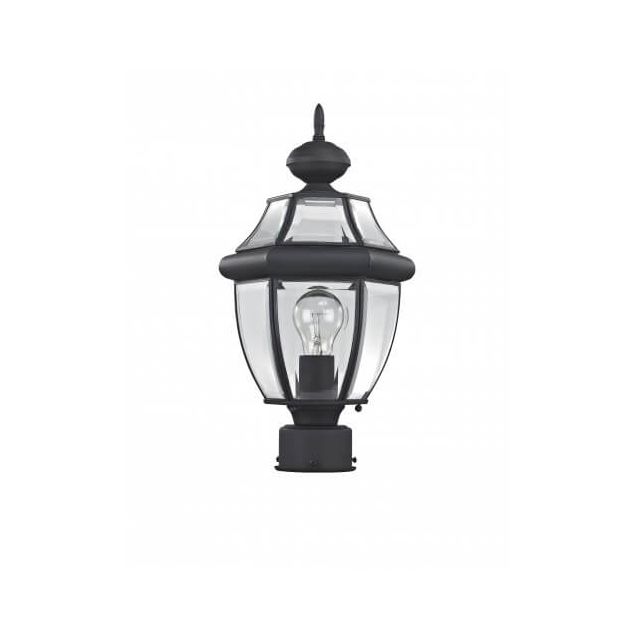 Livex 2153-04 Monterey 1 Light 17 Inch Tall Outdoor Post Lantern In Black with Clear Beveled Glass
