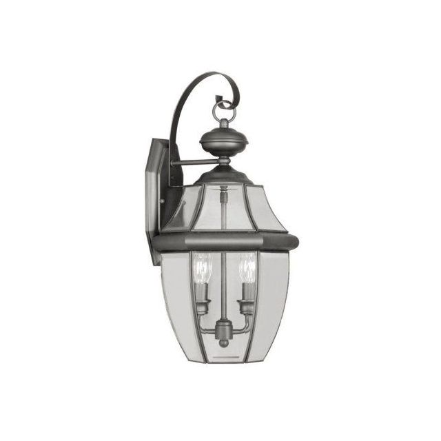 Livex 2251-04 Monterey 2 Light 20 Inch Tall Outdoor Wall Lantern In Black With Clear Beveled Glass