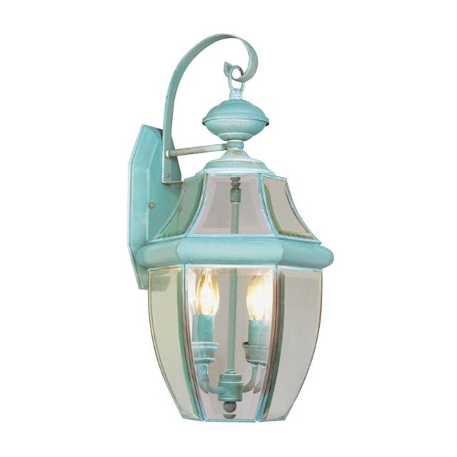 Livex 2251-06 Monterey 2 Light 20 Inch Tall Outdoor Wall Lantern In Verdigris with Clear Beveled Glass