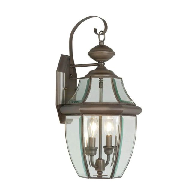 Livex 2251-07 Monterey 2 Light 20 Inch Tall Outdoor Wall Lantern In Bronze With Clear Beveled Glass