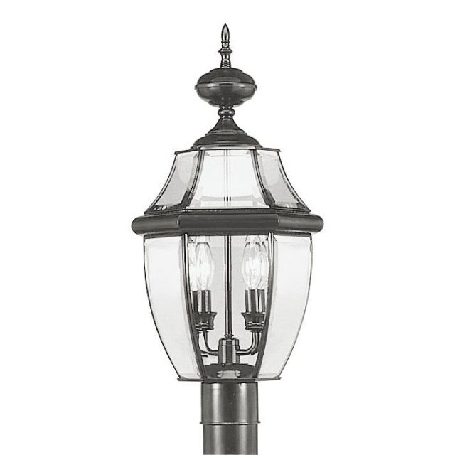Livex 2254-04 Monterey 2 Light 22 Inch Tall Outdoor Post Lantern In Black with Clear Beveled Glass