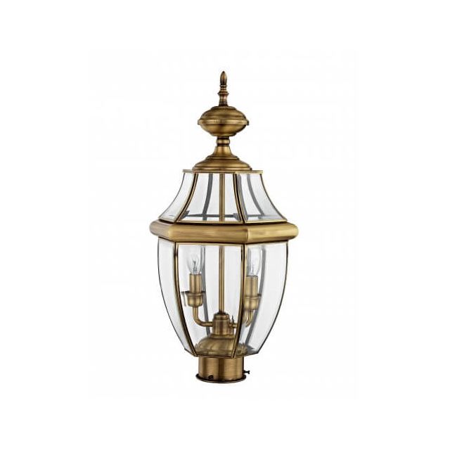 Livex 2254-01 Monterey 2 Light 22 Inch Tall Outdoor Post Lantern In Antique Brass with Clear Beveled Glass