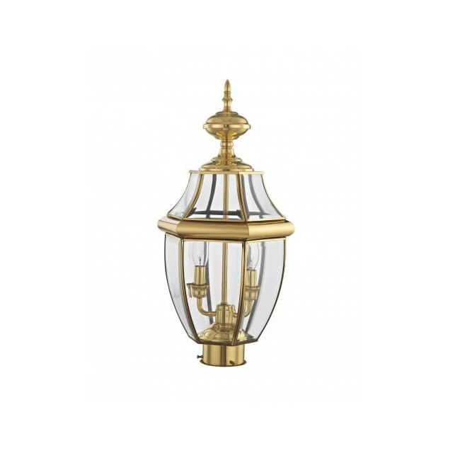 Livex 2254-02 Monterey 2 Light 22 Inch Tall Outdoor Post Lantern In Polished Brass with Clear Beveled Glass
