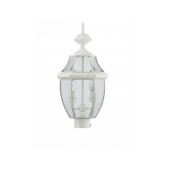 Livex 2254-03 Monterey 2 Light 22 Inch Tall Outdoor Post Light In White With Clear Beveled Glass