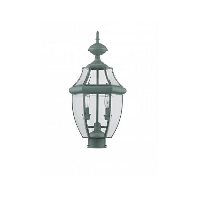 Livex 2254-06 Monterey 2 Light 22 Inch Tall Outdoor Post Lantern In Verdigris with Clear Beveled Glass