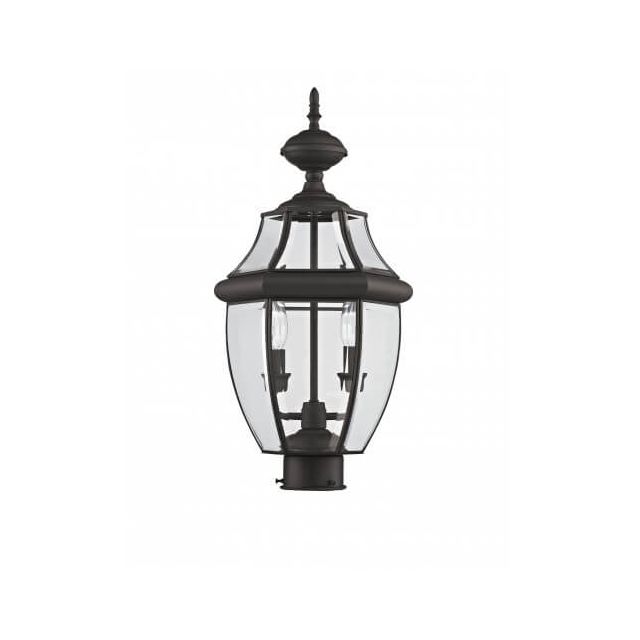 Livex 2254-07 Monterey 2 Light 22 Inch Tall Outdoor Post Light In Bronze With Clear Beveled Glass