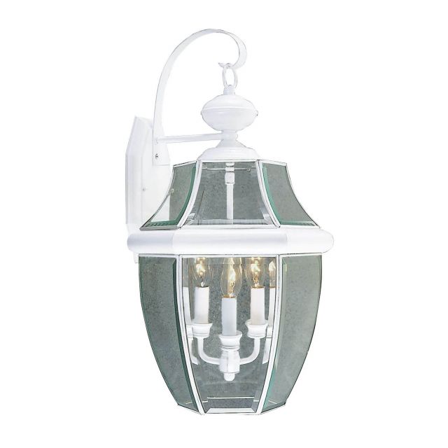 Livex 2351-03 Monterey 3 Light 23 Inch Tall Outdoor Wall Lantern In White with Clear Beveled Glass