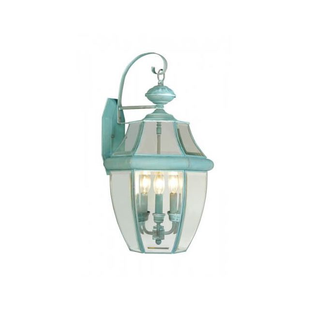 Livex 2351-06 Monterey 3 Light 23 Inch Tall Outdoor Wall Lantern In Verdigris with Clear Beveled Glass
