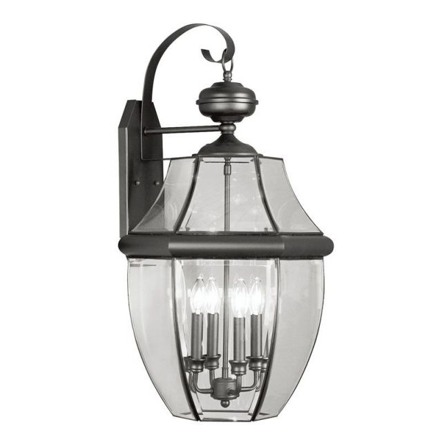 Livex 2356-04 Monterey 4 Light 30 Inch Tall Outdoor Wall Lantern In Black with Clear Beveled Glass