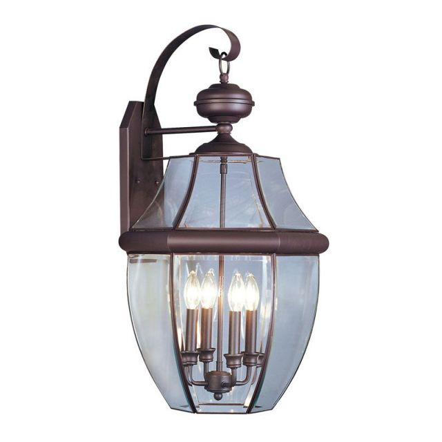 Livex 2356-07 Monterey 4 Light 30 Inch Tall Outdoor Wall Lantern In Bronze with Clear Beveled Glass