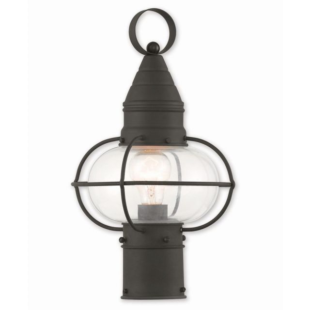 Livex 26902-04 Newburyport 1 Light 15 Inch Tall Outdoor Post Lantern In Black With Hand Blown Clear Glass