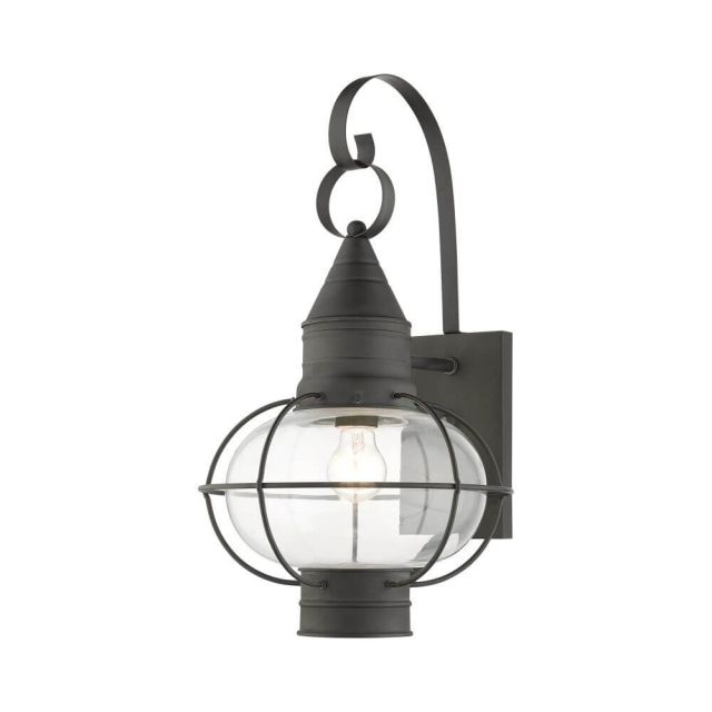 Livex 26904-61 Newburyport 1 Light 21 Inch Tall Outdoor Wall Lantern in Charcoal with Hand Blown Clear Glass