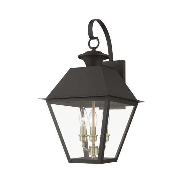 Livex 27218-07 Wentworth 3 Light 22 inch Tall Outdoor Wall Lantern in Bronze-Antique Brass Cluster with Clear Glass