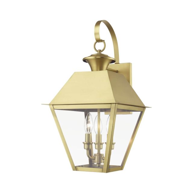 Livex 27218-08 Wentworth 3 Light 22 inch Tall Outdoor Wall Lantern in Natural Brass with Clear Glass