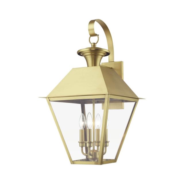 Livex 27222-08 Wentworth 4 Light 28 inch Tall Outdoor Wall Lantern in Natural Brass with Clear Glass