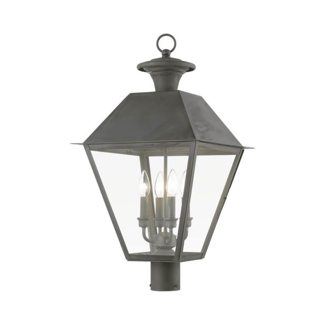 Livex 27223-61 Wentworth 4 Light 28 inch Tall Outdoor Post Top Lantern in Charcoal with Clear Glass