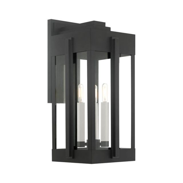 Livex 27715-04 Lexington 3 Light 23 Inch Tall Outdoor Wall Lantern in Black with Clear Glass