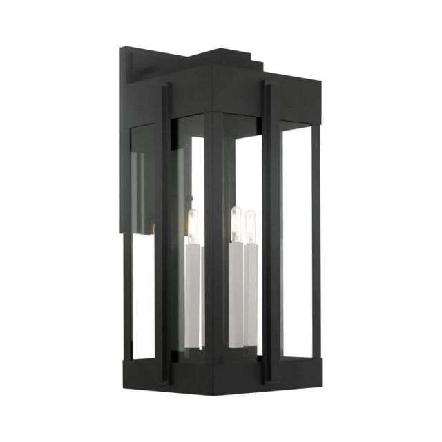 Livex 27716-04 Lexington 4 Light 29 Inch Tall Outdoor Wall Lantern in Black with Clear Glass